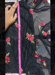 negotiable/Black Mesh Rose Embroidered Dress