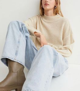 H&M Cute Mock Neck Knit Sweater - Beige