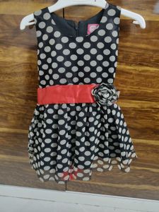 Cute Polka Dot Dress with Red Sash