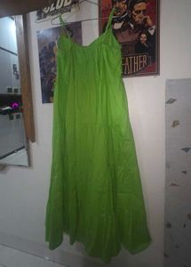 parrot green long dress