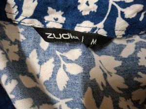 Blue Floral Print Button-Up Shirt