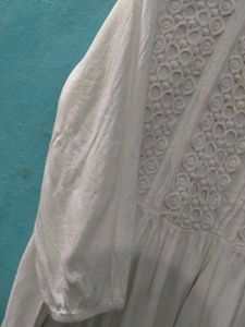 White Lace Detail Peplum Top