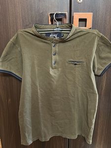 Men's Olive Green Henley T-Shirt