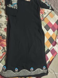 Elegant Black suit with Peacock Embroidery