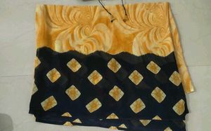 Yellow &amp; Blue printed Saree