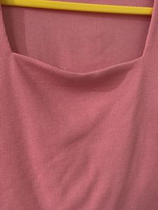 Peachy Pink Square Neck Crop Top