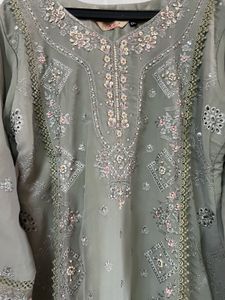 Pista-Green Embroidered Sharara Suit Set