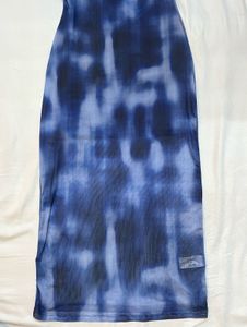Blue Tie-Dye Sleeveless Mini Dress