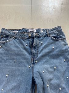 Pearl Embellished Denim Jeans