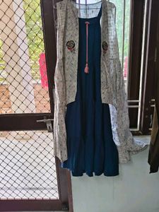 blue dress with stylish jacket