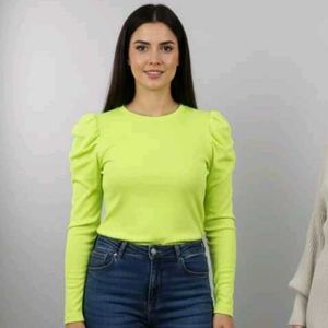 Neon Green Puff Sleeve Top