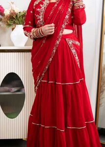 Party Special Red Embroidered Skirt Choli Set