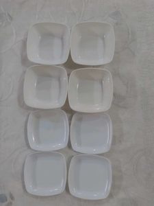 Acrilic Plastic White Square Bowls &amp; Plates
