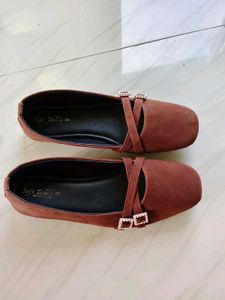 Chic Brown Ballet Flats with Rhinestone Buckle