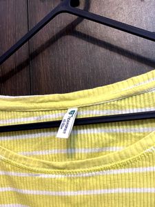 Yellow Striped Ribbed Crop Top