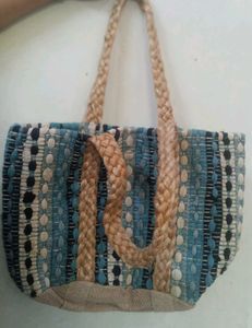 Handmade Jute Trendy bag In Blue Multicolours...