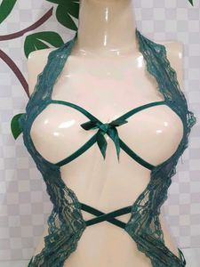 (449)Emerald Green Lace Bodysuit