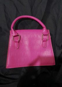Hot Pink Croc Embossed Handbag