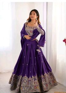 Unstitched Embroidered Lehenga Choli