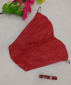 Red Faux Leather corset top