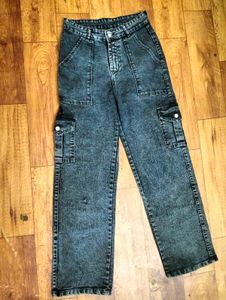 ⚡Stylish Acid Wash Cargo Jeans