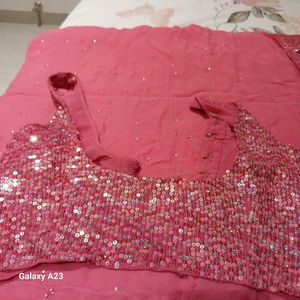 Elegant Pink Embellished Saree