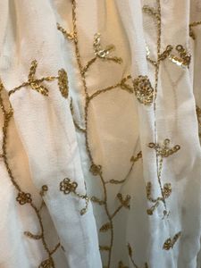 Elegant White &amp; Gold Embroidered Skirt