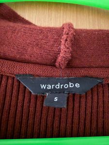 Wardrobe Maroon Striped Bodcon Dress with Belt