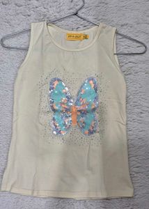 Girls Butterfly Sequin Tank Top