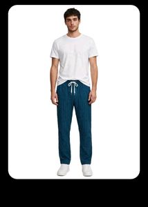 Blue Textured Lounge Pants