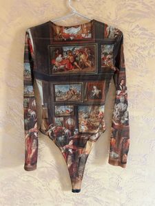 Artistic Print Long Sleeve Bodysuit