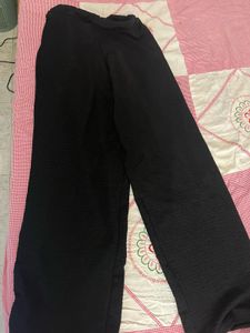 Chic Textured Black straight Leg Pants