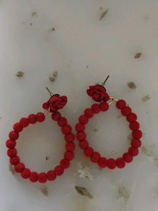 Red Rose Hoop Earrings