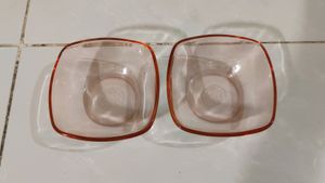 New Unused Set of 2 Vintage Pink Glass Bowls