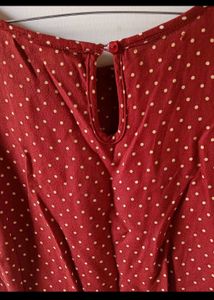 FIG Red Polka Dot Puff Sleeve Top