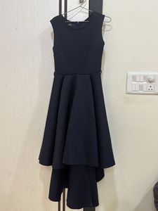Elegant Navy Blue High-Low Dress