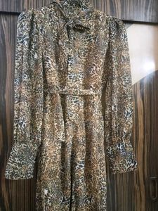 Leopard Print Jumpsuit with Belt