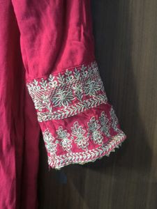 Vibrant Red Embroidered Kurta