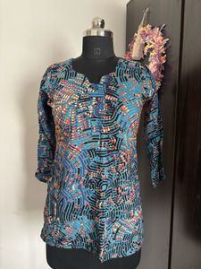 Blue Abstract Print Kurta