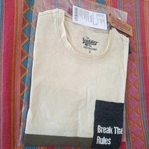 Roadster Men Beige Colourblocked Raw Edge T-shirt