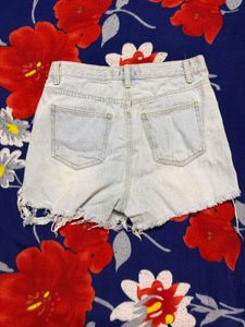 Light Wash Ripped Denim Shorts