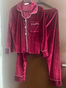 Burgundy Velvet Pajama Set