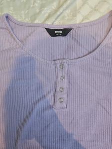 Ribbed Lavender Henley Top