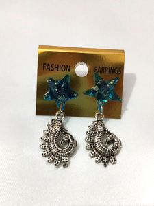 Aqua Blue Star Earrings