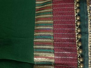 Elegant Green Embroidered pure Georgette Saree