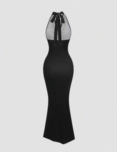 Black Floral Halter Maxi Dress