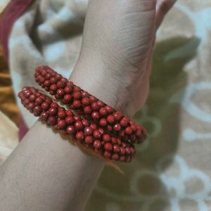 Maroon Beaded Bangle Set