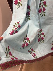 Light Blue Floral Printed Kurta with palazzo pants