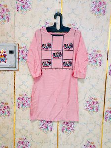 🇳🇿💫🎀Pink Kurta with Elephant Embroidery