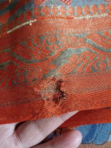 Orange &amp; Black Patterned Saree